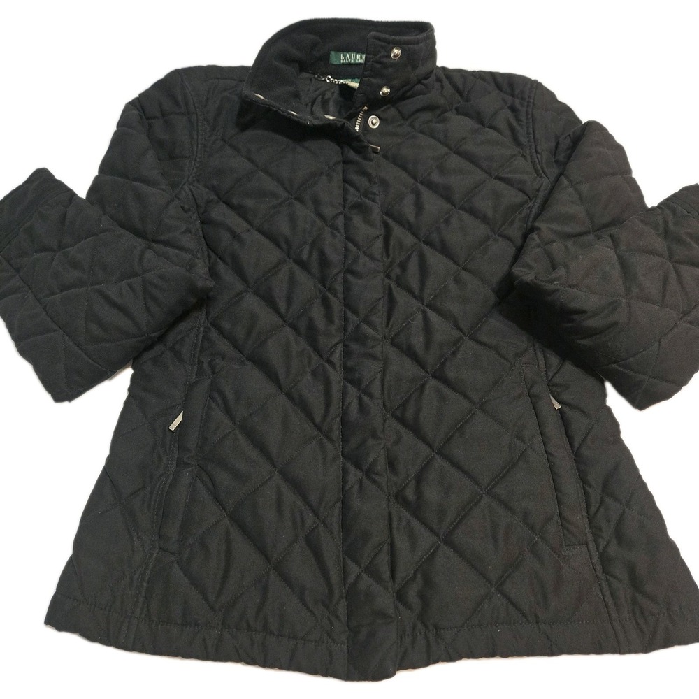 Lauren Ralph Lauren Women's Black Quilted Light Padded Full Zip Jacket Sz Small - Picture 3 of 9